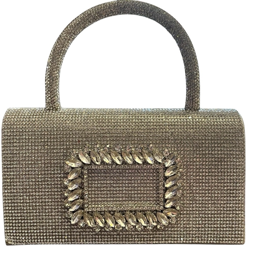 MMS Silver Rhinestone Crystal Sparkly Women’s Mini Evening Handbag